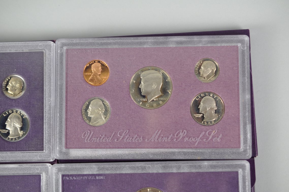 US Proof Sets 1985 x2, 1987 x2, 1988, photo 6 of 11