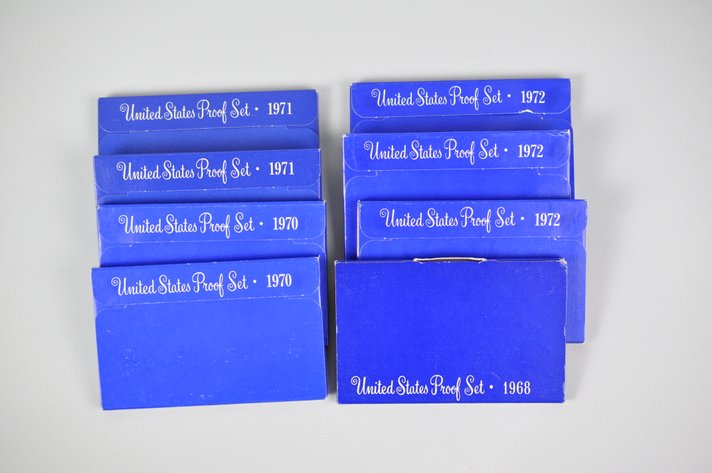 US Proof Sets 1968, 1970 x2, 1971 x2, 1972 x3