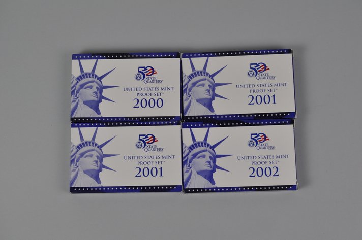 US Proof Sets 2000, 2001 x2, and 2002