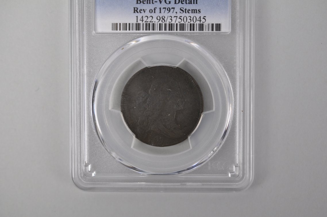 1797 Draped Bust Cent Rev97 Stems Bent VG Detail PCGS, photo 2 of 5