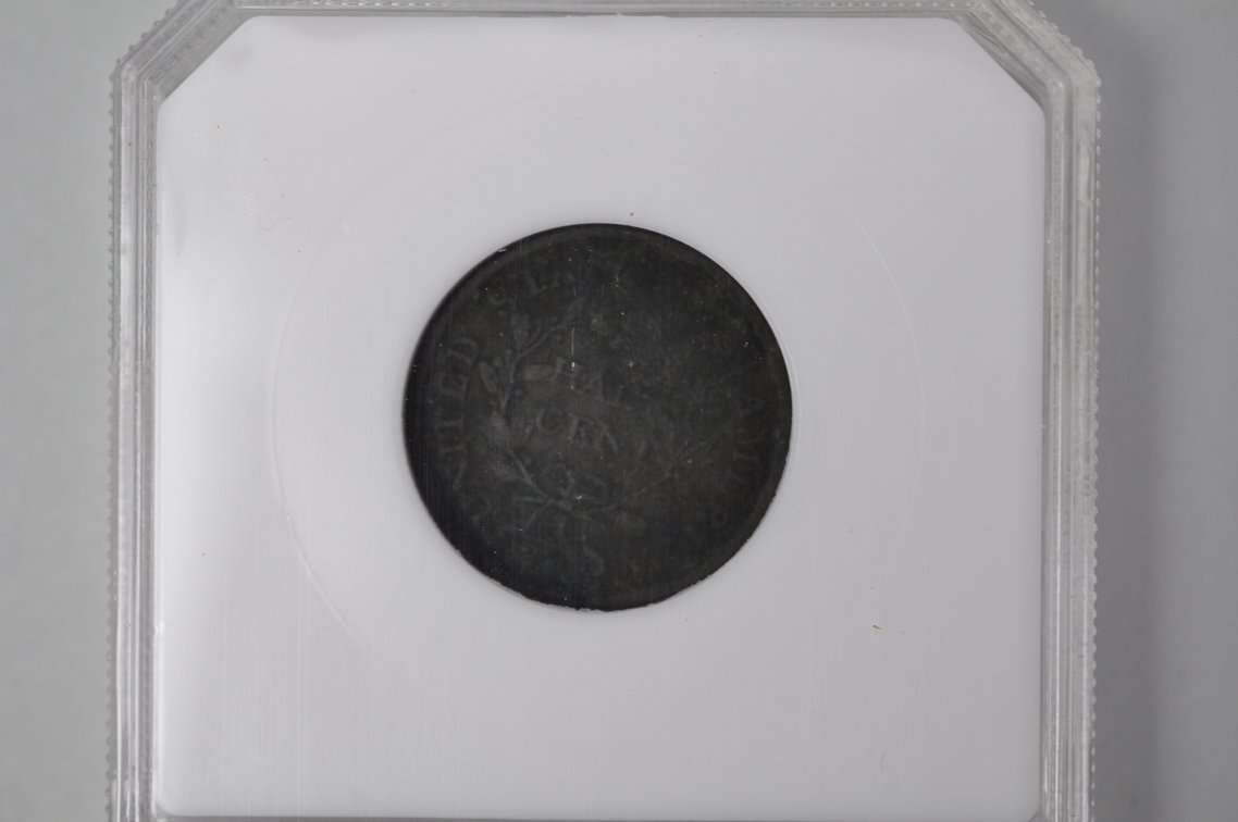 1805 Draped Bust Half Cent VG8 Large Five Stems Env. Dm. Corroded PCGS, photo 6 of 7