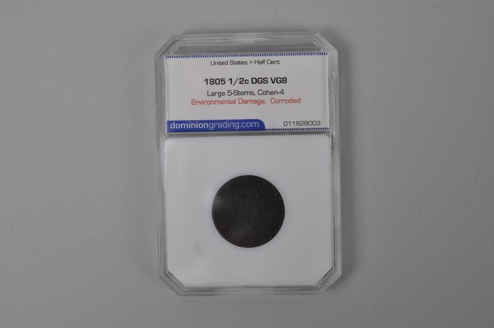 1805 Draped Bust Half Cent VG8 Large Five Stems Env. Dm. Corroded PCGS