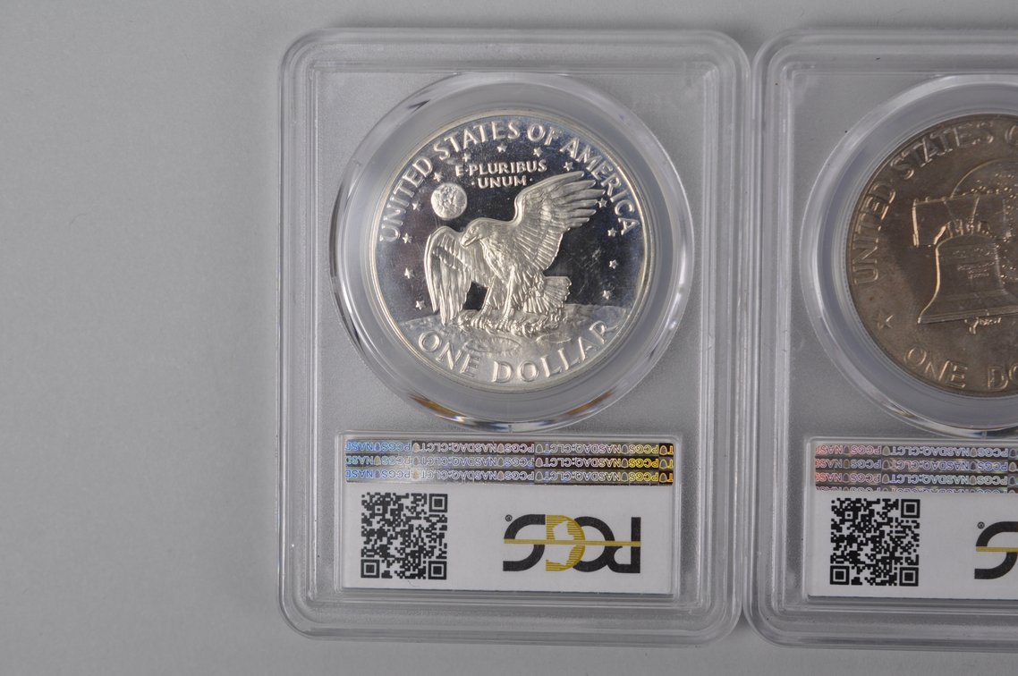 1971 Ike PR68DCAM Silver PCGS, 1976 Ike MS64 Tp2 PCGS, 1976 Ike MS65 Tp2 PCGS, photo 9 of 11