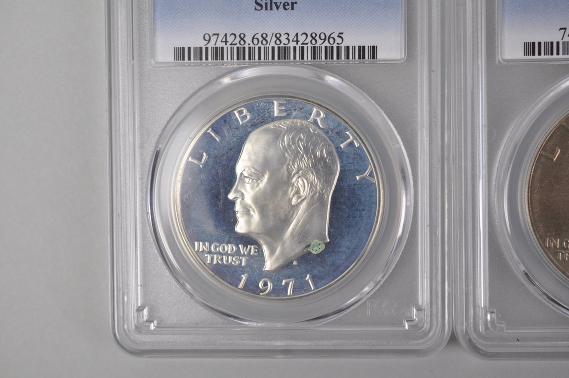 1971 Ike PR68DCAM Silver PCGS, 1976 Ike MS64 Tp2 PCGS, 1976 Ike MS65 Tp2 PCGS, photo 3 of 11