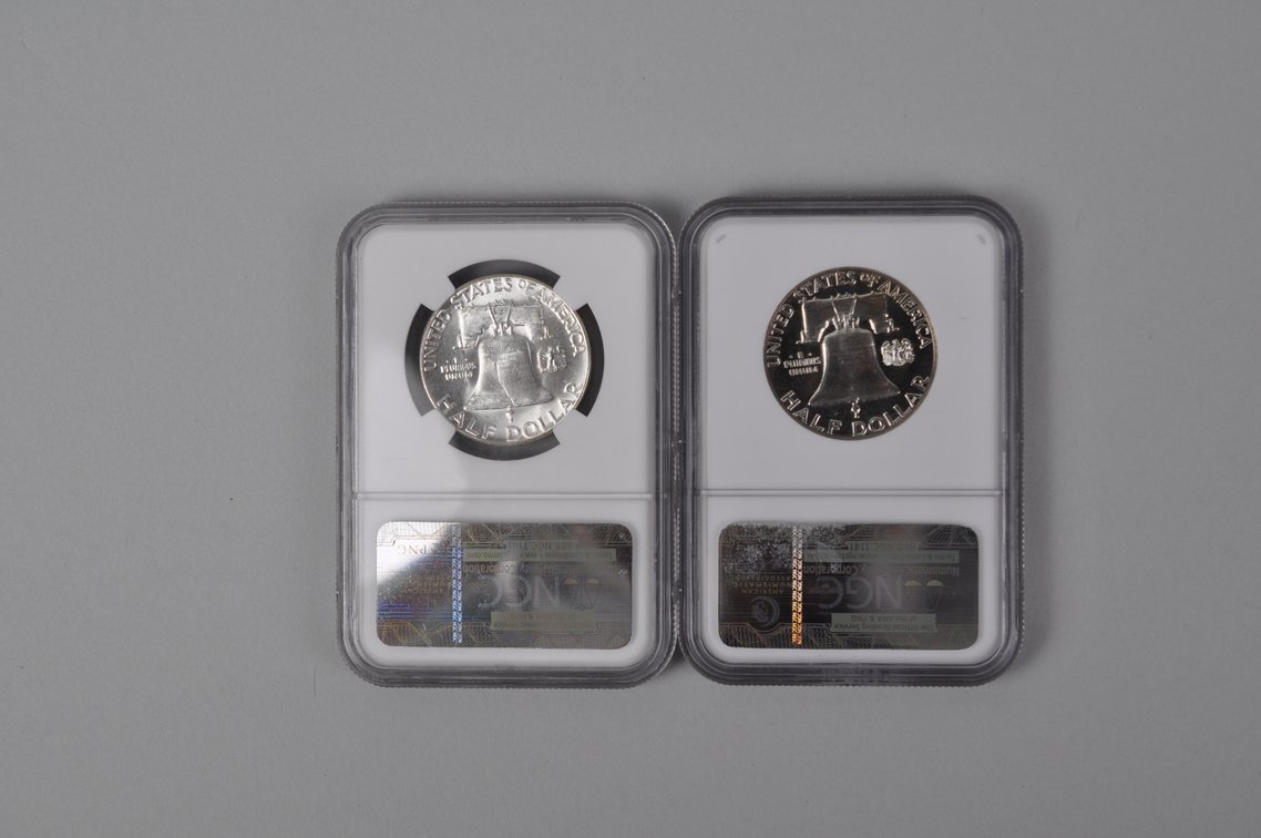 1955 Franklin Half MS64NGC, 1961 Franklin Half PF67 NGC, photo 5 of 9