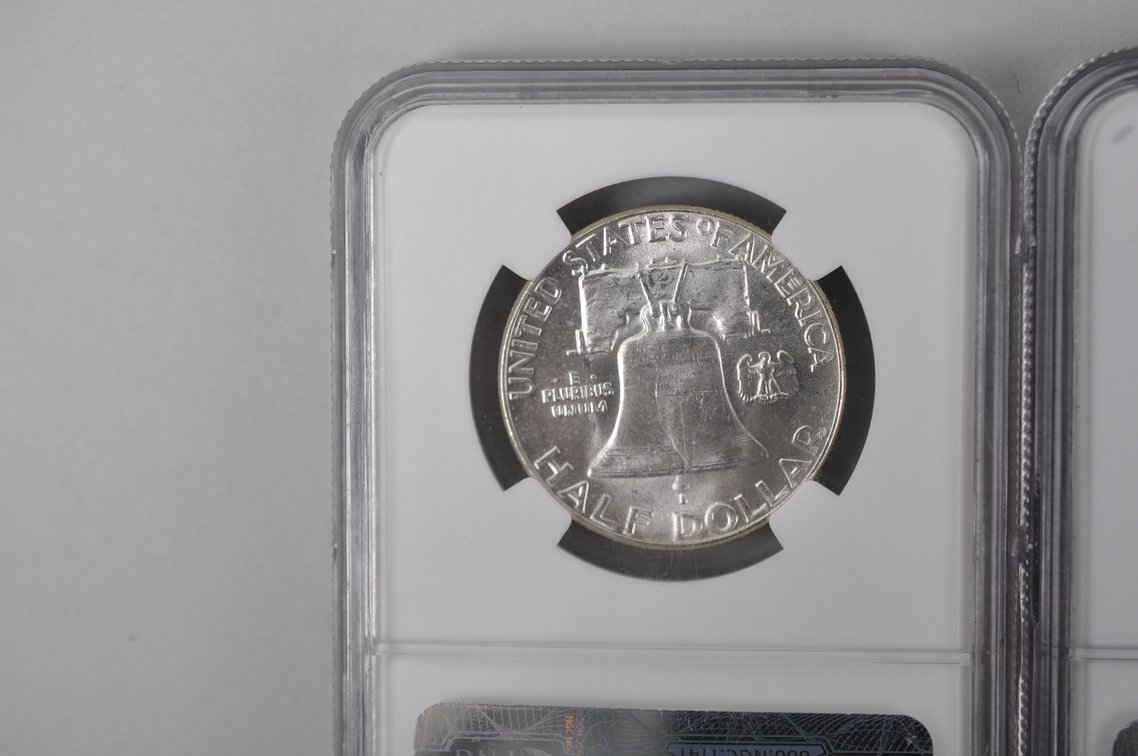 1955 Franklin Half MS64NGC, 1961 Franklin Half PF67 NGC, photo 7 of 9