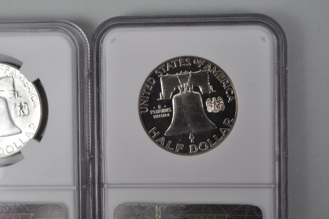 1955 Franklin Half MS64NGC, 1961 Franklin Half PF67 NGC, photo 9 of 9