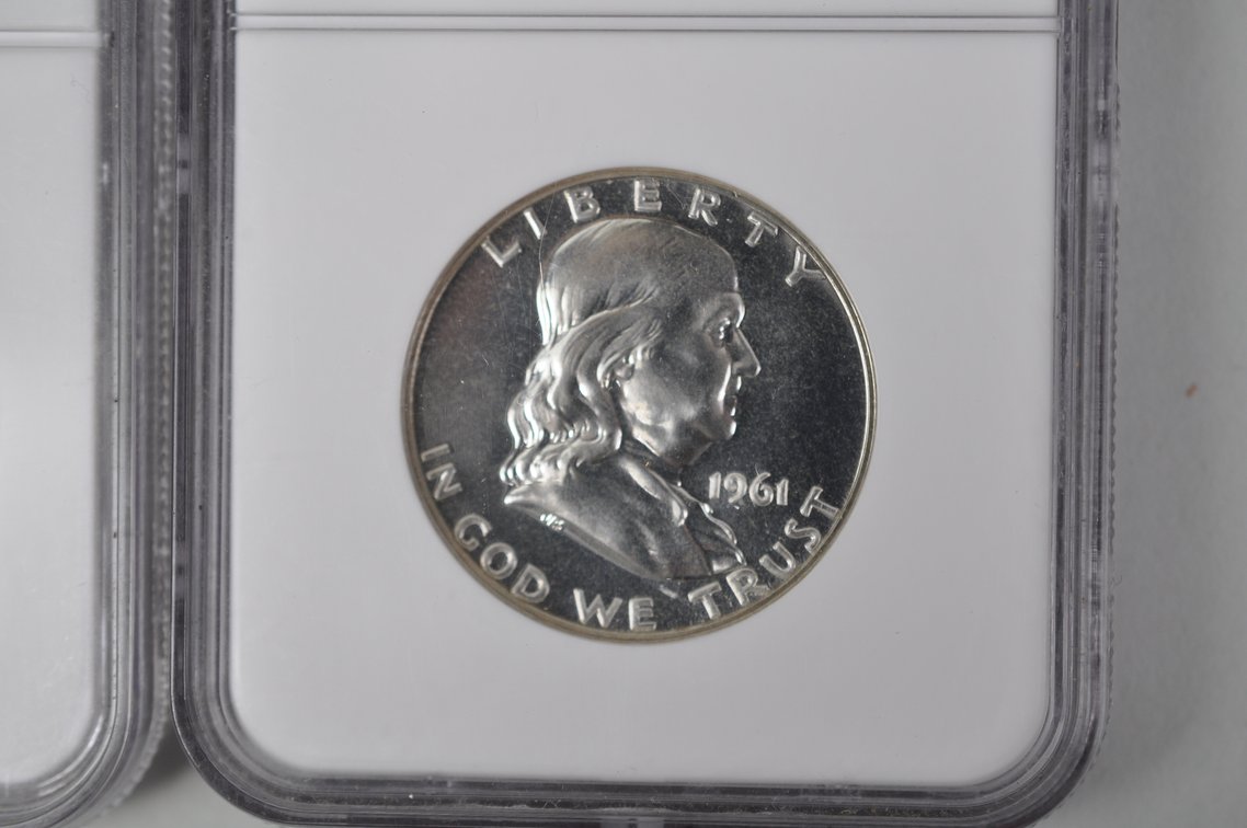 1955 Franklin Half MS64NGC, 1961 Franklin Half PF67 NGC, photo 4 of 9