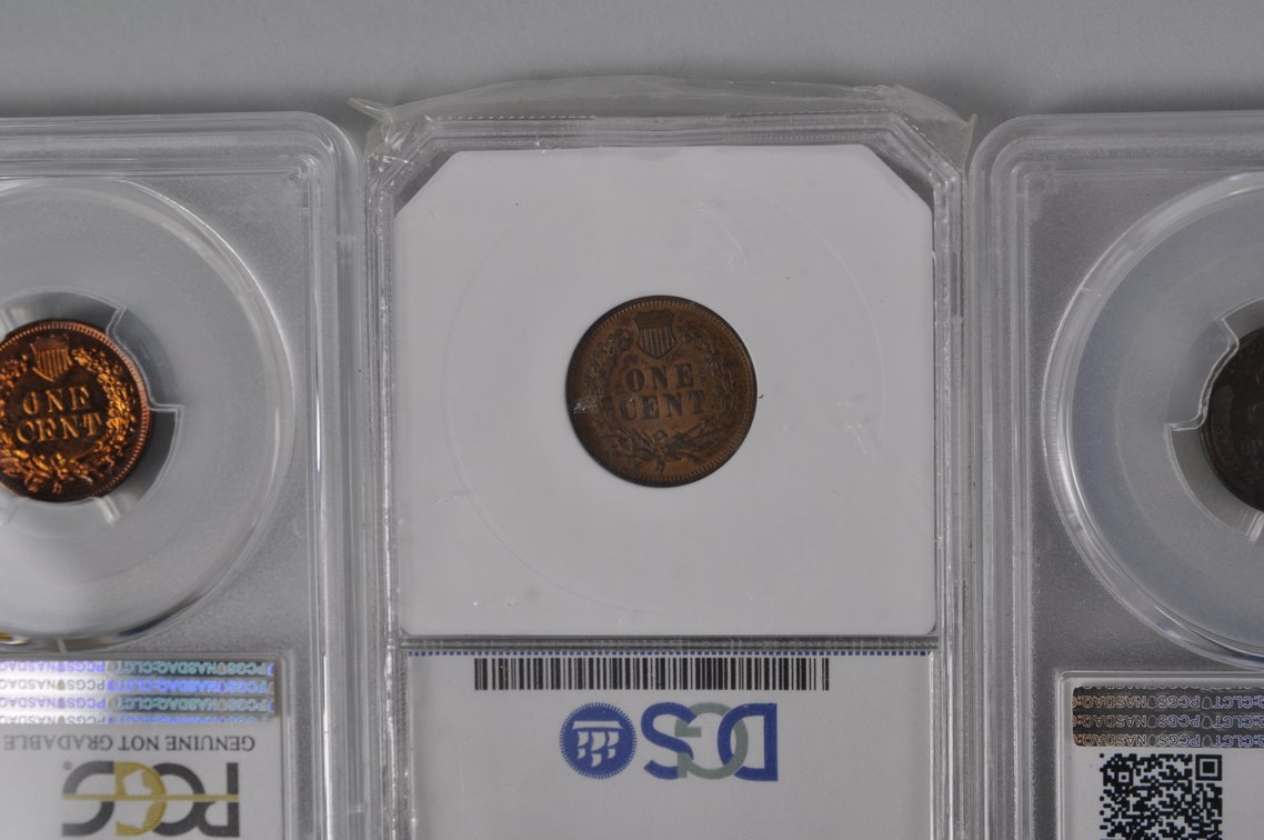 1935 1C PCGS MS63BN, 1904 1C DGS AU58, 1905 1C PCGS Gen. AU Detail Pol, 1935 1C PCGS MS63BN, photo 13 of 14