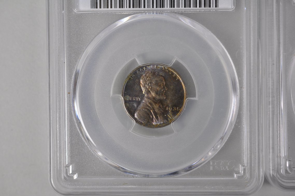 1935 1C PCGS MS63BN, 1904 1C DGS AU58, 1905 1C PCGS Gen. AU Detail Pol, 1935 1C PCGS MS63BN, photo 3 of 14