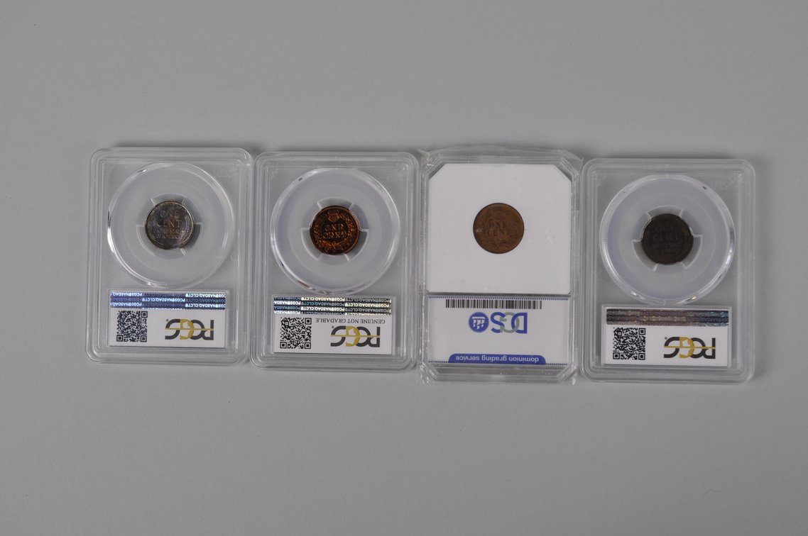 1935 1C PCGS MS63BN, 1904 1C DGS AU58, 1905 1C PCGS Gen. AU Detail Pol, 1935 1C PCGS MS63BN, photo 10 of 14