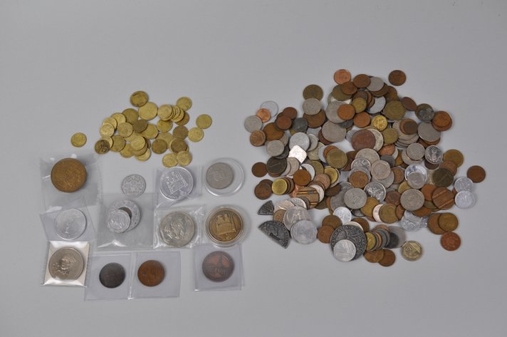Assorted Collection of World Coins and Tokens