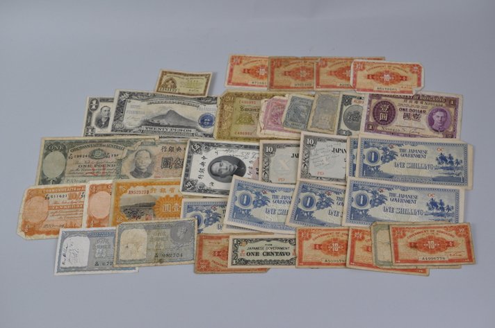 Assortment of Old Banknotes from the Pacific and World War Two