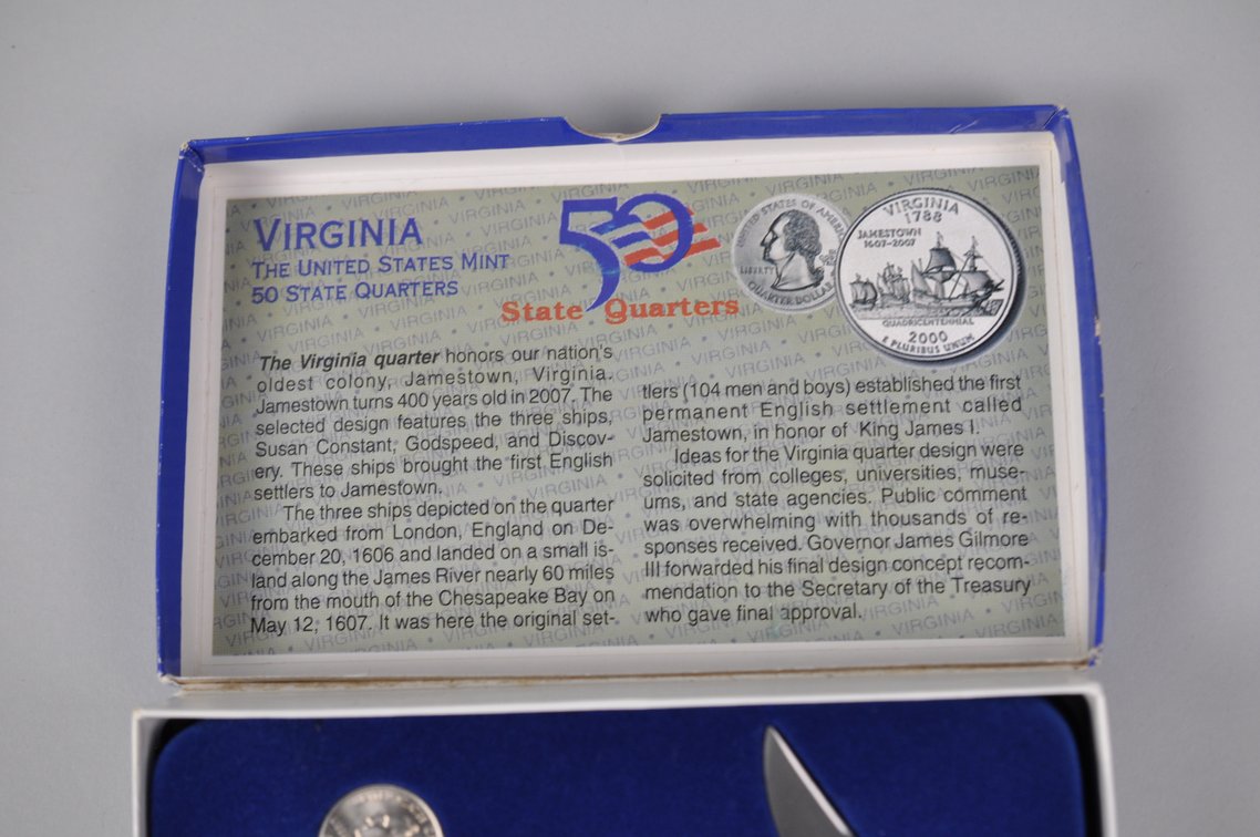 Virginia State Quarter Coin With Commemorative Pocket Knife, photo 3 of 6