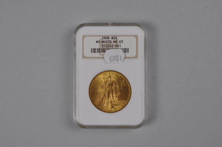 1908 No Motto SG Double Eagle Gold NGC MS63