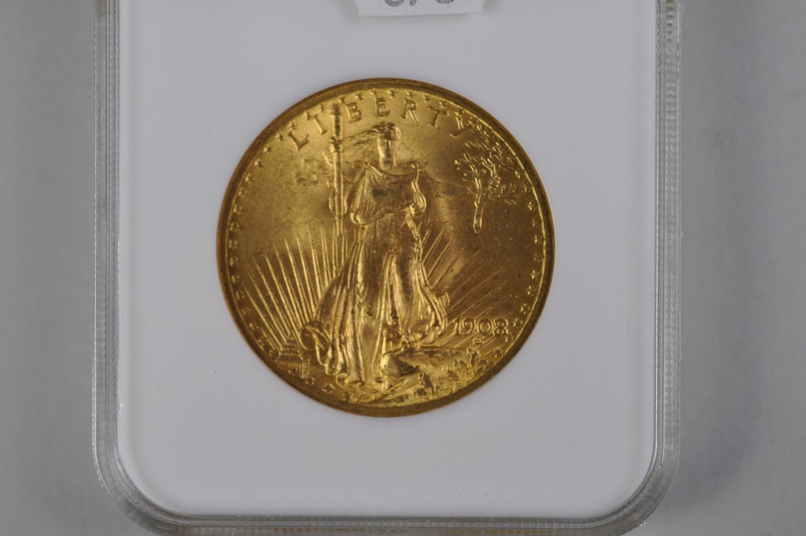 1908 No Motto SG Double Eagle Gold NGC MS63, photo 3 of 6