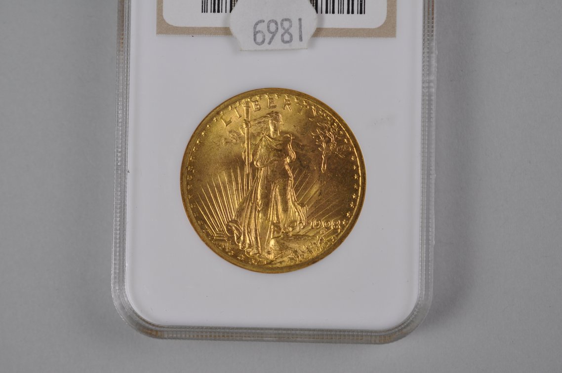 1908 No Motto SG Double Eagle Gold NGC MS63, photo 2 of 5