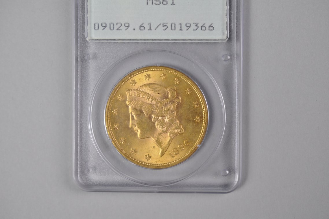 1896 Liberty Double Eagle Gold PCGS MS61, photo 2 of 11