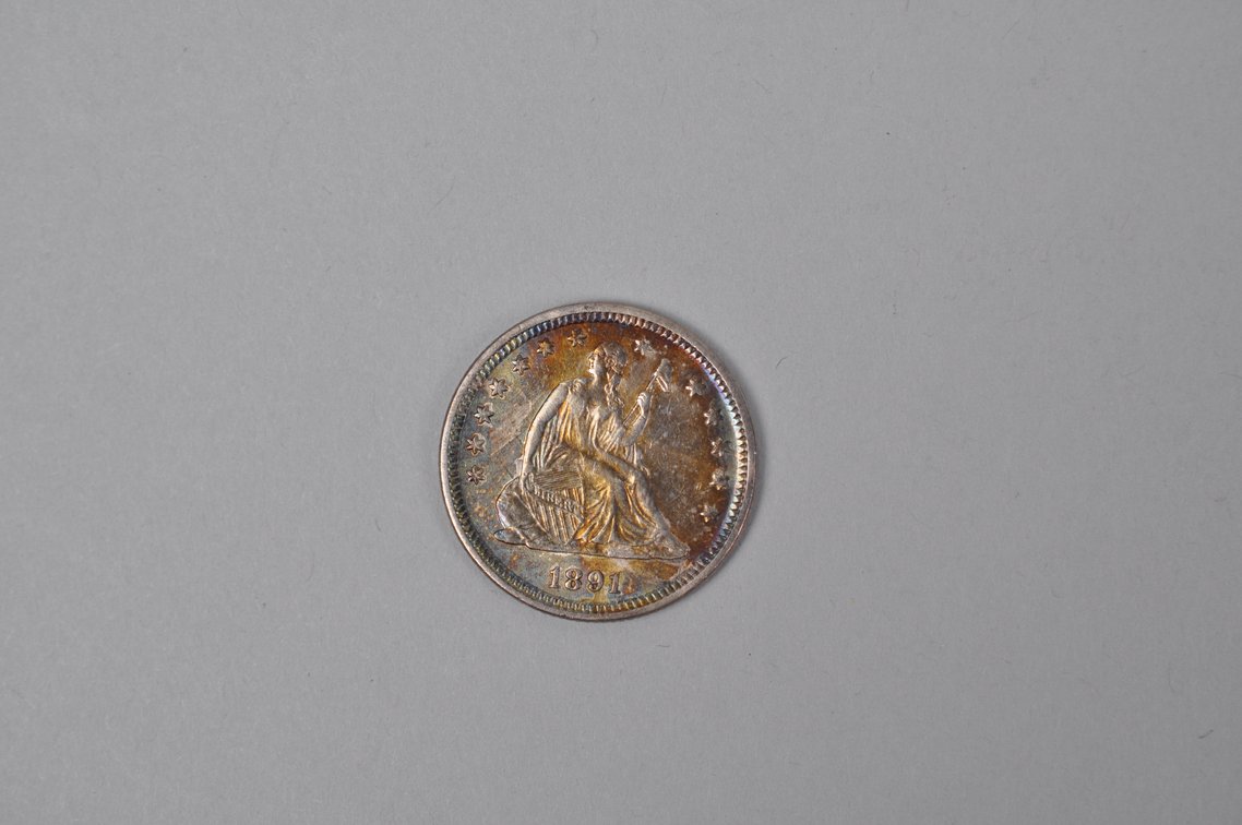 1891 Seated Liberty Quarter, photo 2 of 4