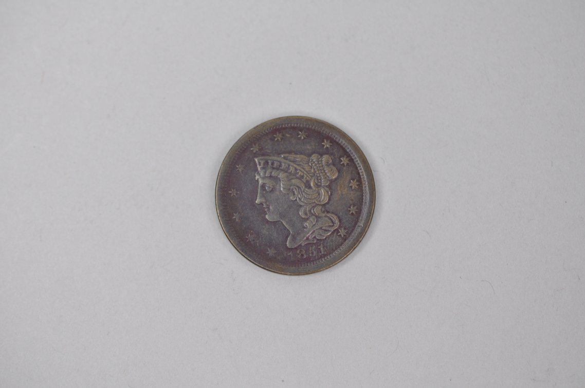 1851 Braided Hair Half Cent, photo 2 of 4