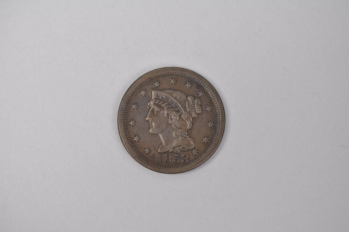 1853 Braided Hair Large Cent, photo 2 of 4