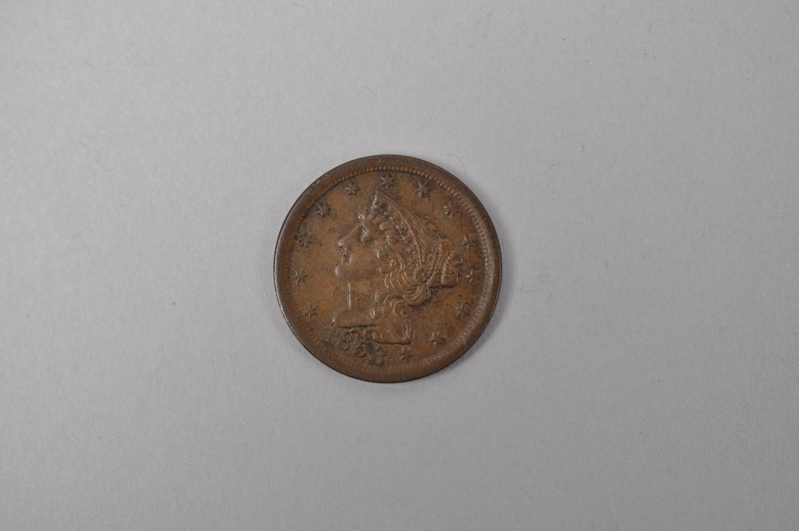 1853 Braided Hair Half Cent, photo 2 of 4