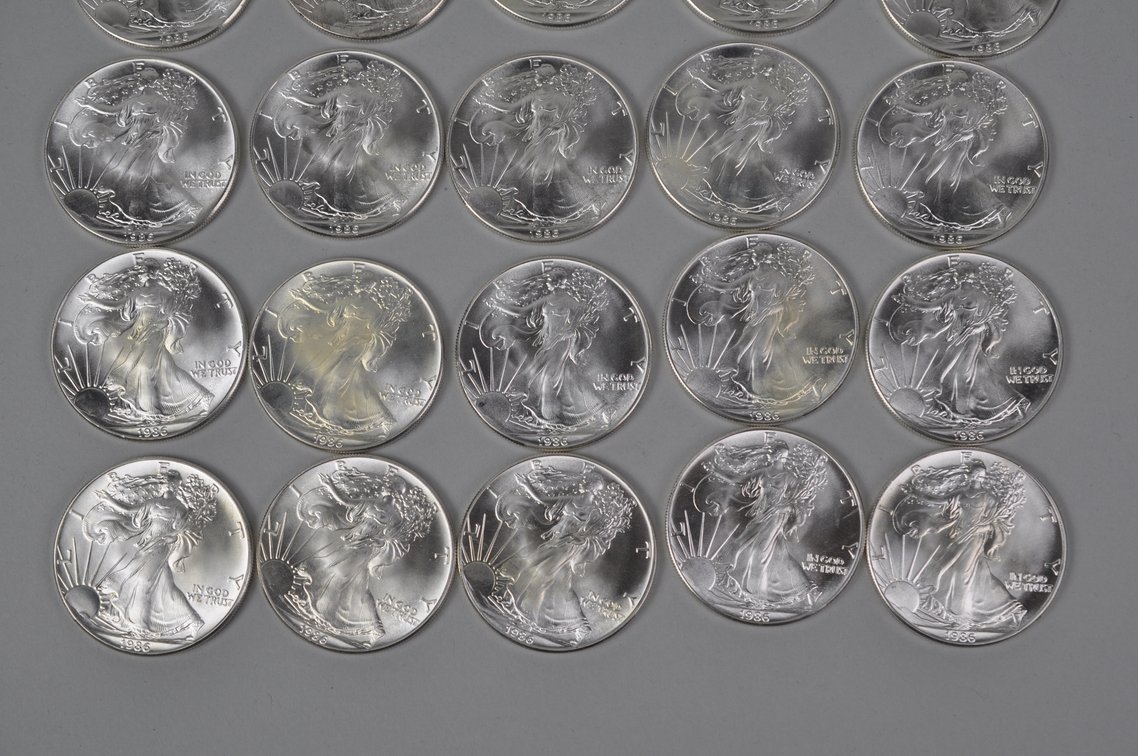 Green Mint Tube of 1986 American Silver Eagles, photo 3 of 8
