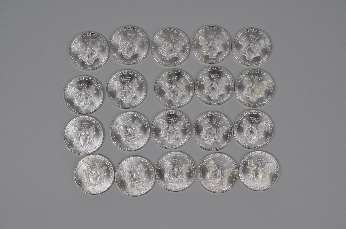 Green Mint Tube of 1986 American Silver Eagles, photo 4 of 8