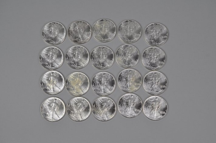 Green Mint Tube of 1986 American Silver Eagles