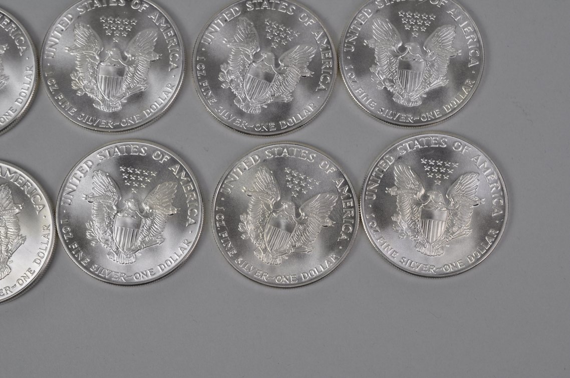 Green Mint Tube of 1986 American Silver Eagles, photo 7 of 8