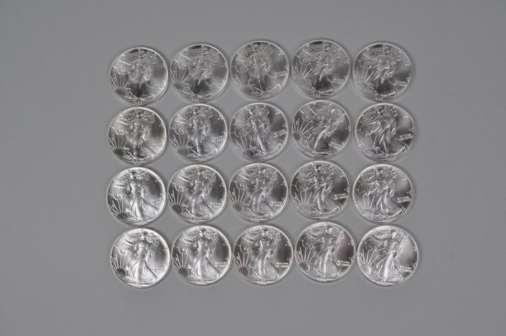 Green Mint Tube of 1986 American Silver Eagles
