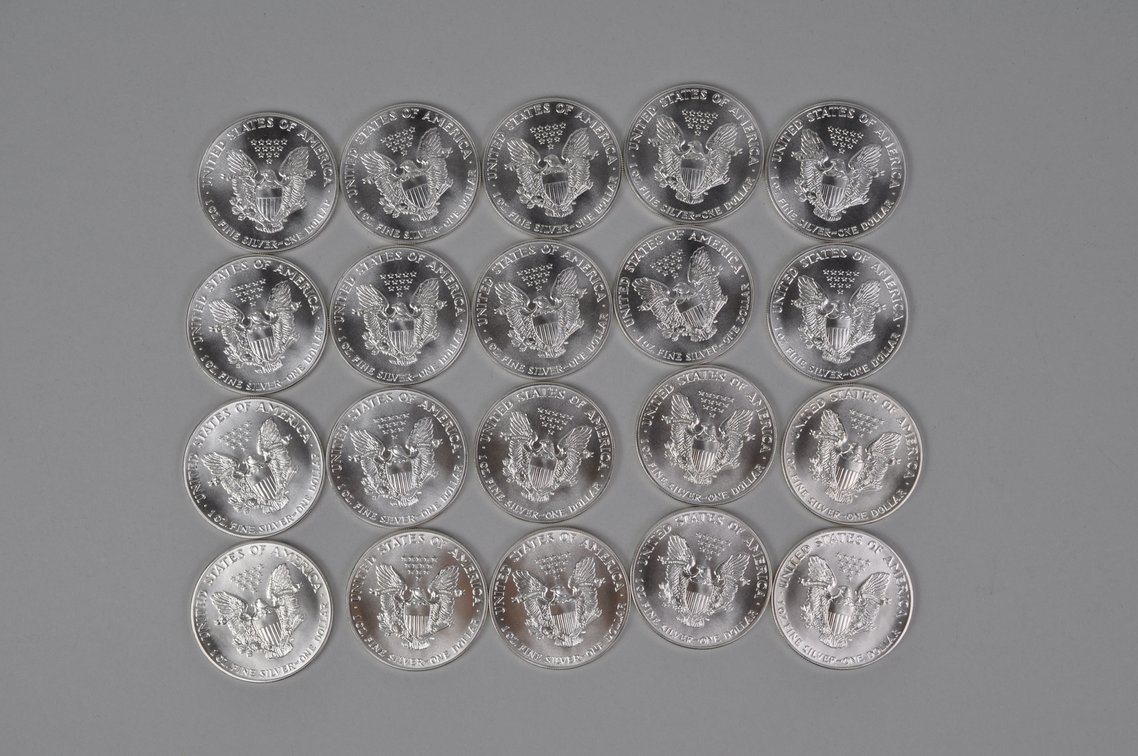 Green Mint Tube of 1986 American Silver Eagles, photo 5 of 9