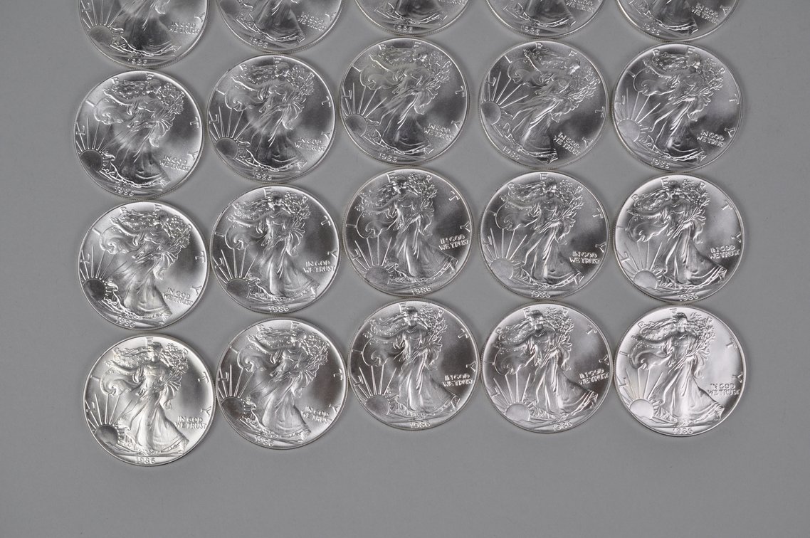 Green Mint Tube of 1986 American Silver Eagles, photo 3 of 9