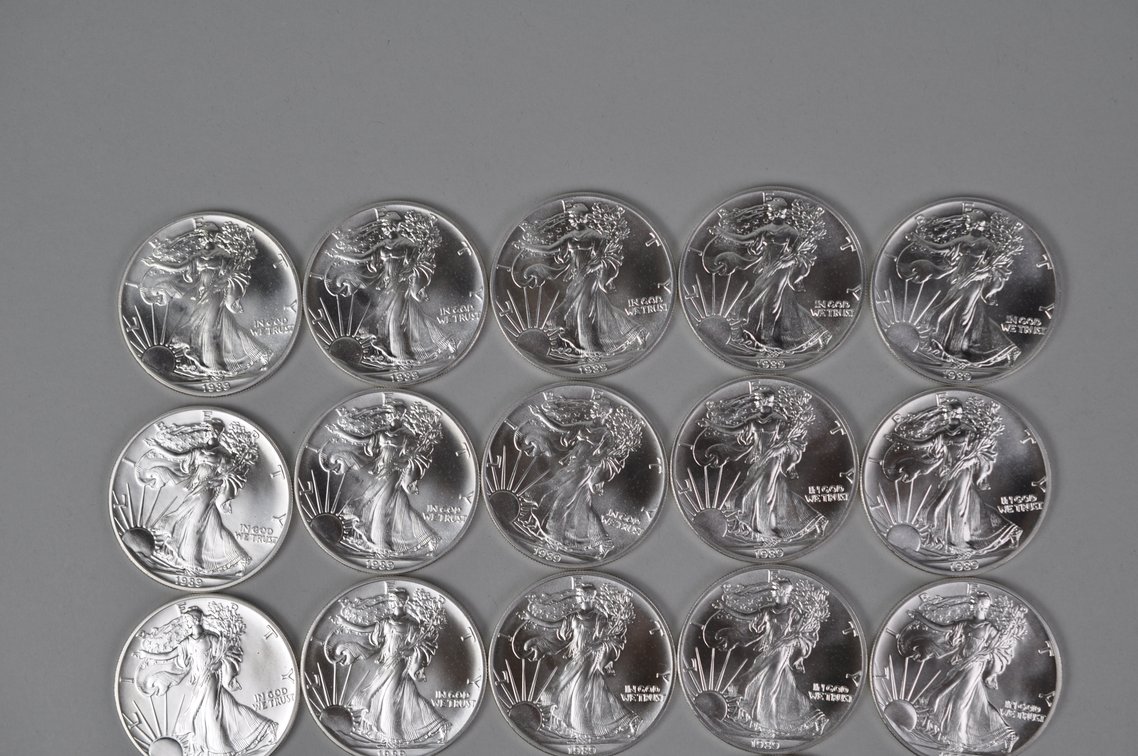 Green Mint Tube of 1989 American Silver Eagles, photo 2 of 9