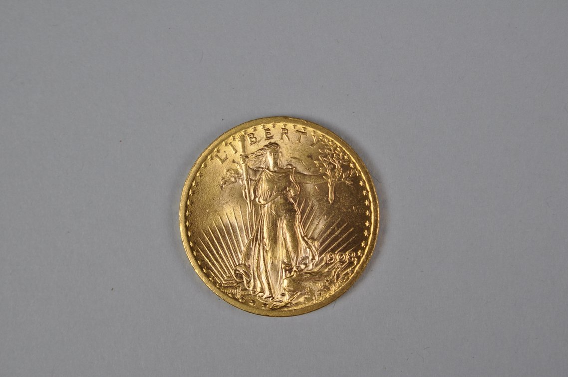1908 No Motto SG Double Eagle Gold MS, photo 2 of 7