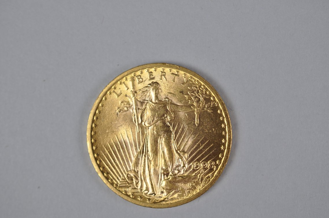 1908 No Motto SG Double Eagle Gold MS, photo 3 of 7