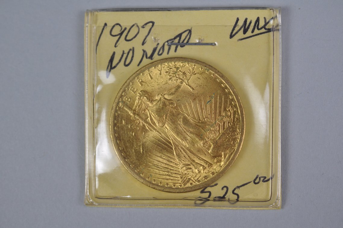 1907 No Motto SG Double Eagle Gold MS, photo 2 of 9