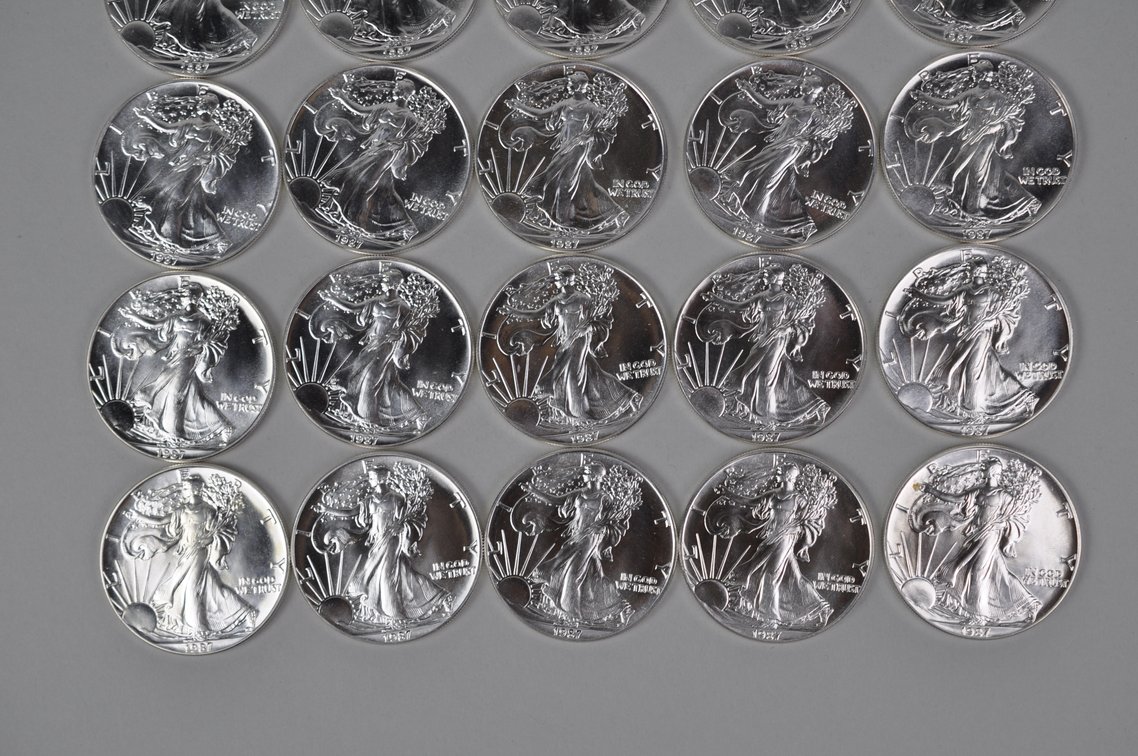 Green Mint Tube of 1987 American Silver Eagles, photo 3 of 9