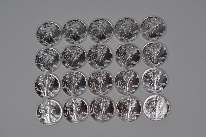 Green Mint Tube of 1987 American Silver Eagles