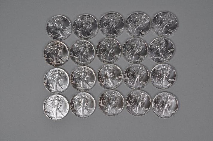 Green Mint Tube of 1986 American Silver Eagles