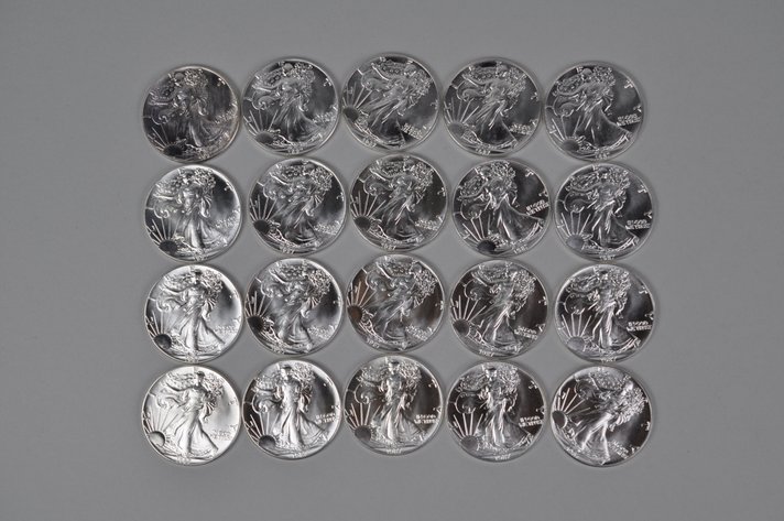 Green Mint Tube of 1987 American Silver Eagles