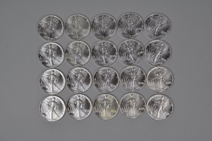 Green Mint Tube of 1986 American Silver Eagles