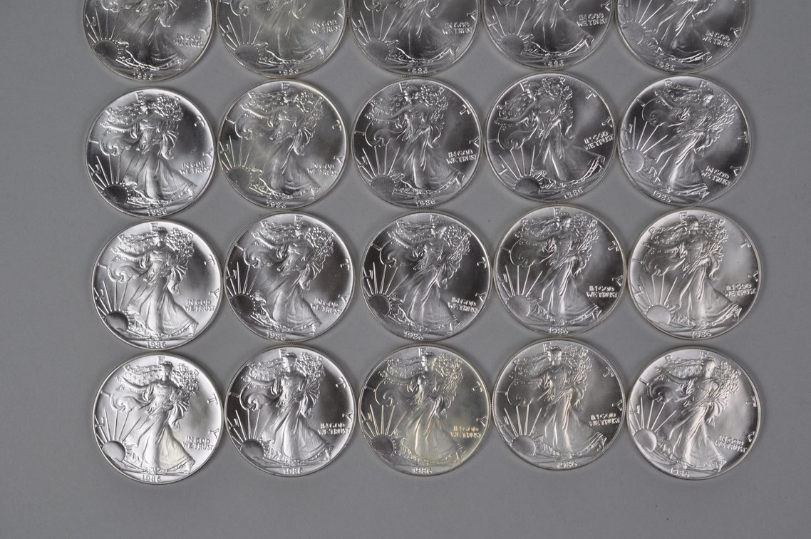 Green Mint Tube of 1986 American Silver Eagles, photo 3 of 9