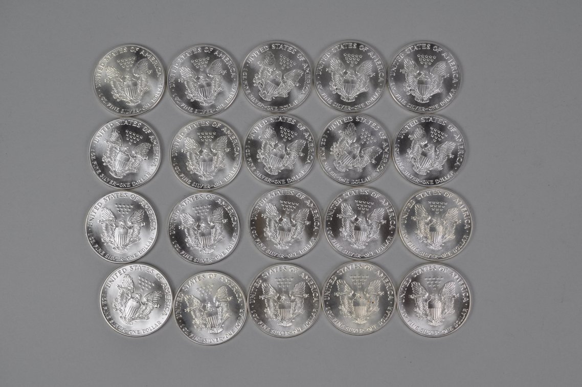 Green Mint Tube of 1986 American Silver Eagles, photo 5 of 9