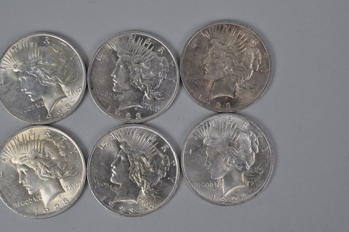 Ten 1923 Silver Peace Dollars, photo 4 of 8