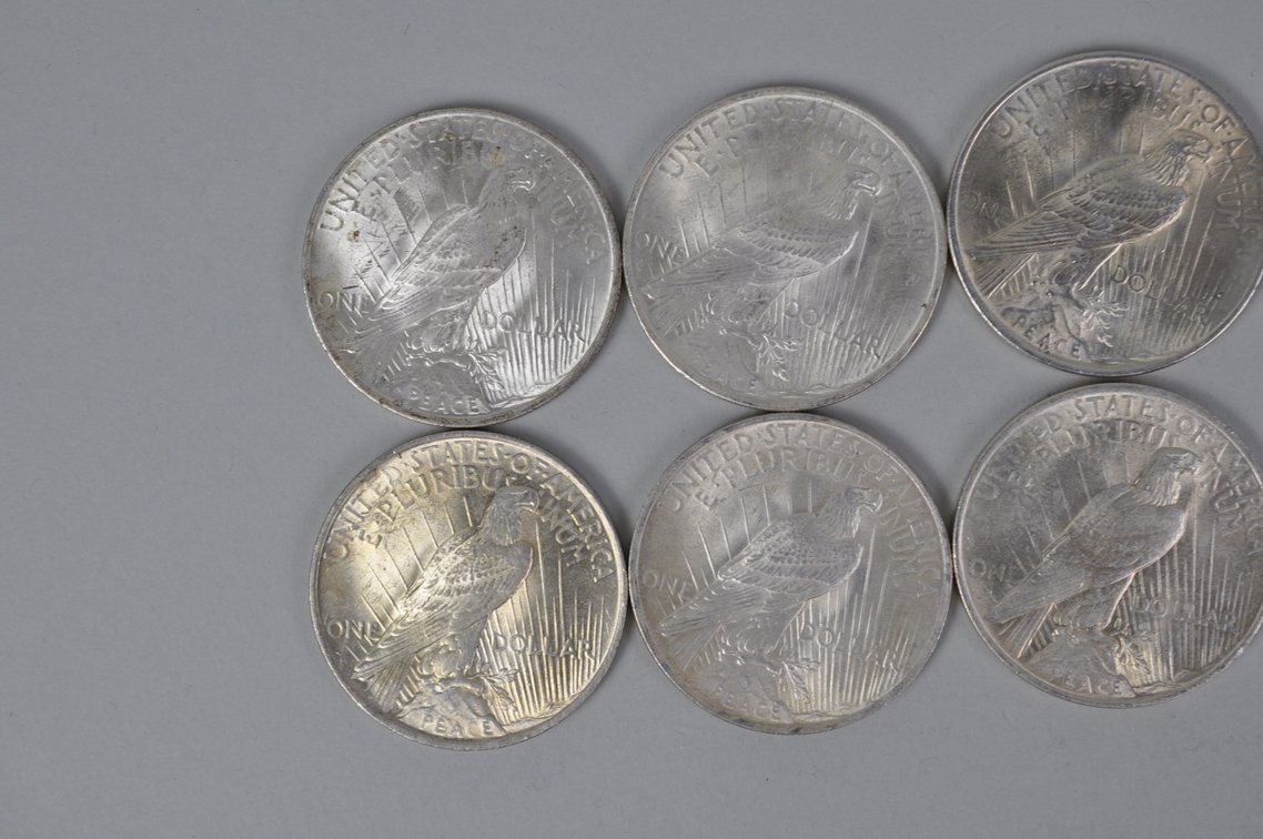 Ten 1923 Silver Peace Dollars, photo 6 of 8
