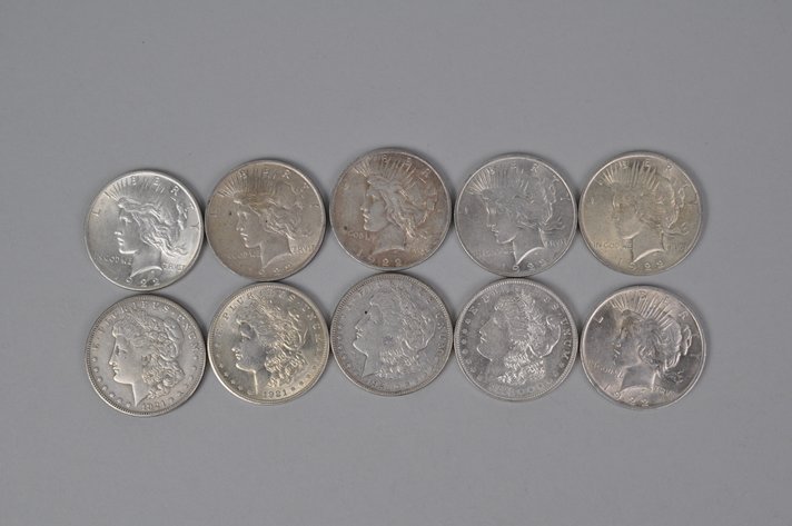 1921 Silver Morgan and 1922 Peace Dollars