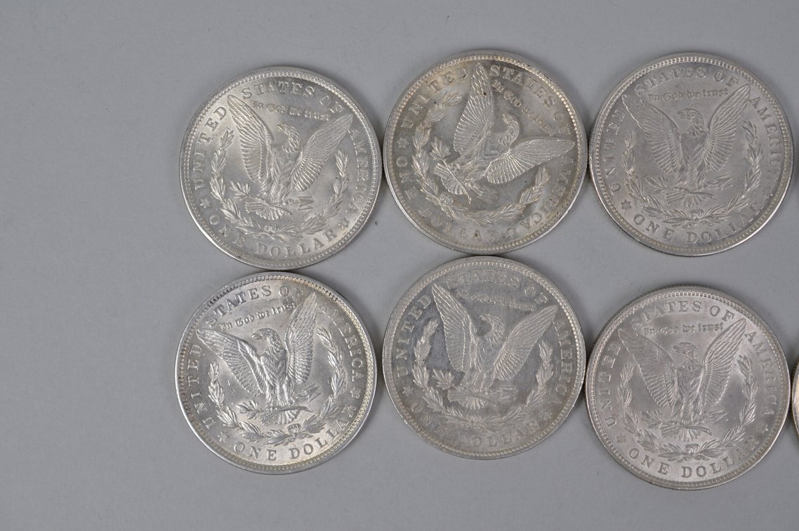 Nine 1921 and One 1922 Silver Morgan and Peace Dollars, photo 6 of 8