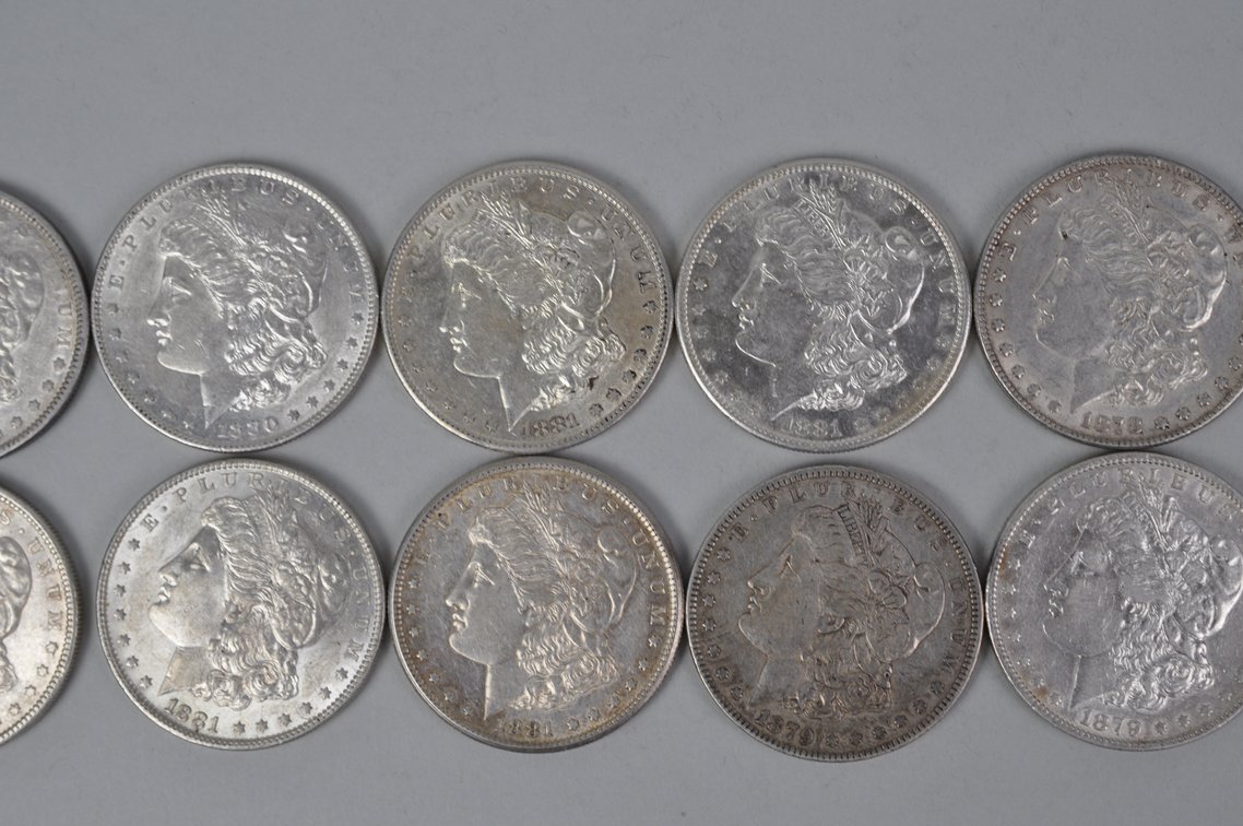 Ten Silver Morgan Dollars, photo 3 of 8