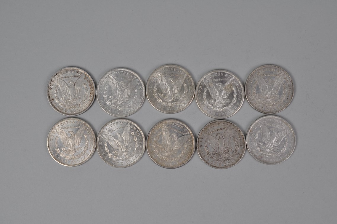 Ten Silver Morgan Dollars, photo 5 of 8
